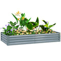 180cm Galvanised Steel Open Planter with Rust-Resistant Powder Coating - Silver Grey