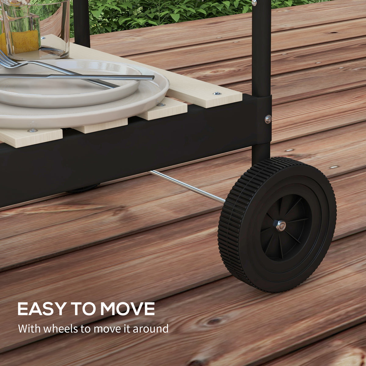 Charcoal Barbecue Grill with Adjustable Height & Ash Catcher Portable BBQ Trolley - Black