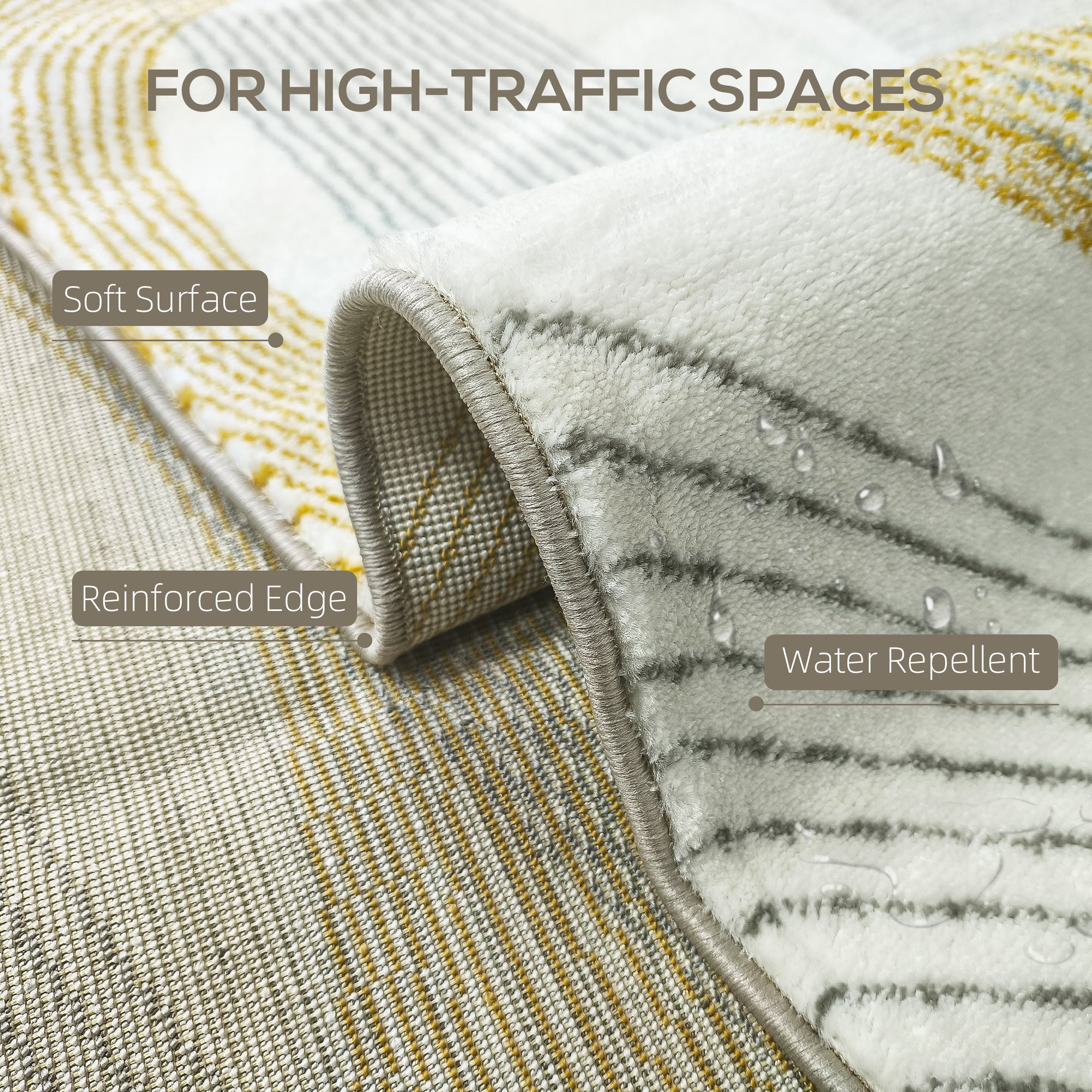 Modern Area Rug, Machine Washable Rug, Allergy-Friendly Floor Carpet for Living Room, Bedroom, Dining Room, Home Office, 170 x 120 cm, Cream White