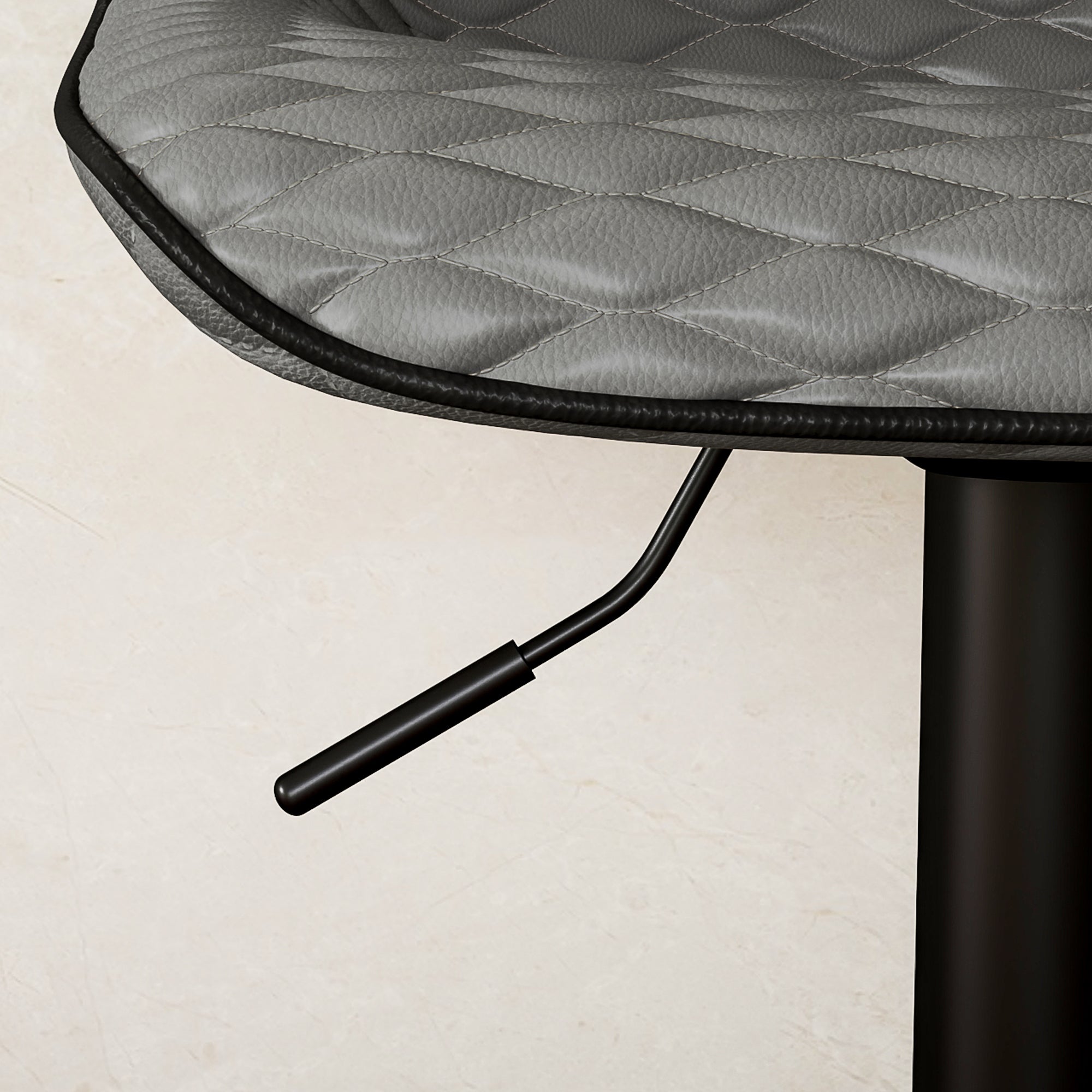 Set of Two Faux Leather Bar Stools - Grey