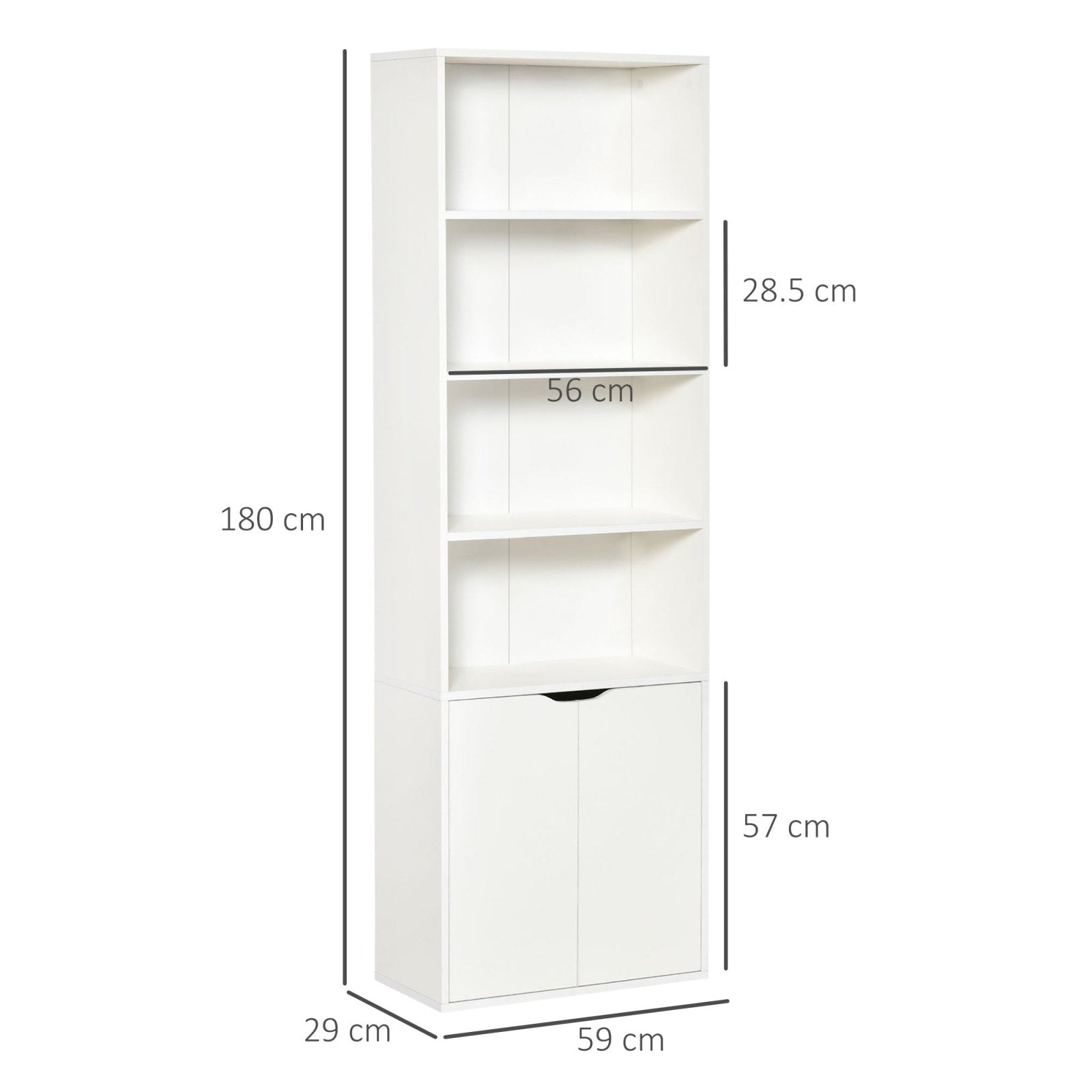 2 Door 4 Shelves Tall Bookcase Modern Storage Cupboard Display Unit for Living Room Study Bedroom Home Office Furniture White - Bedzy UK modern and affordable home furniture England