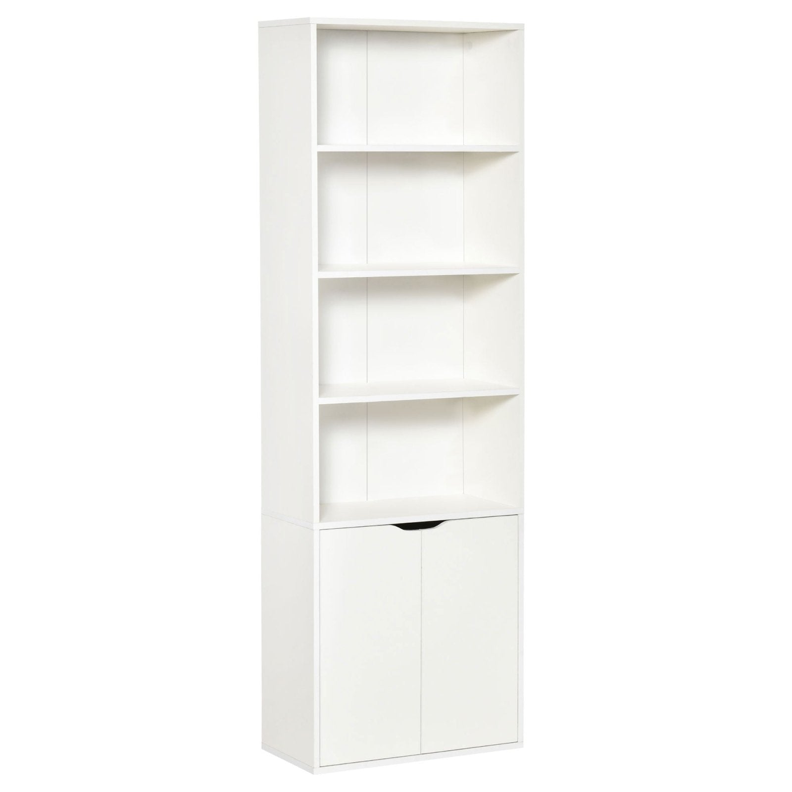 2 Door 4 Shelves Tall Bookcase Modern Storage Cupboard Display Unit for Living Room Study Bedroom Home Office Furniture White - Bedzy UK modern and affordable home furniture England