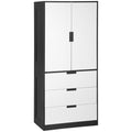 2 Door Wardrobe with 3 Drawers and Hanging Rod for Bedroom - White