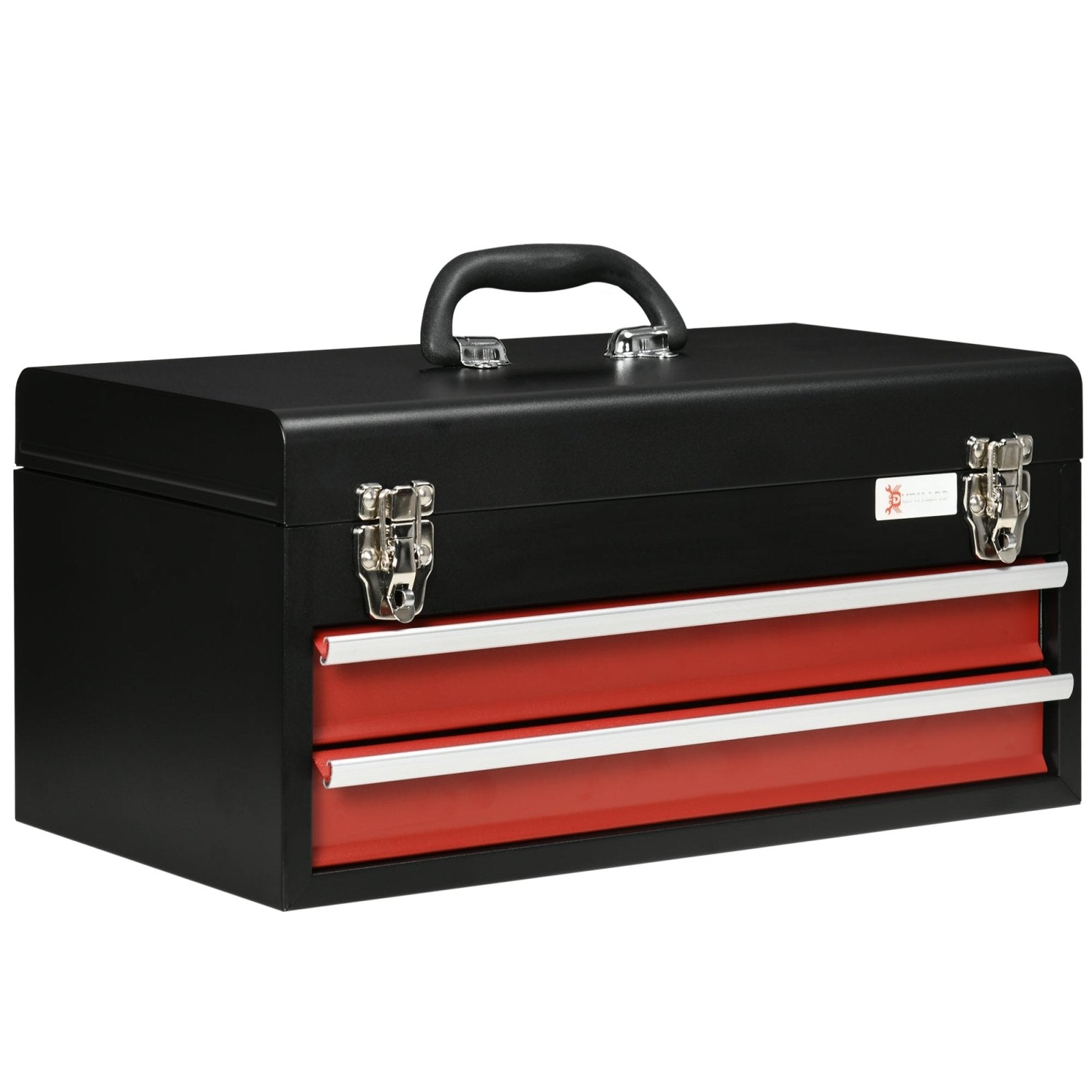 2 Drawer Tool Chest, Lockable Metal Tool Box with Ball Bearing Runners, Portable Toolbox, 460mm x 240mm x 220mm - Bedzy UK modern and affordable home furniture England