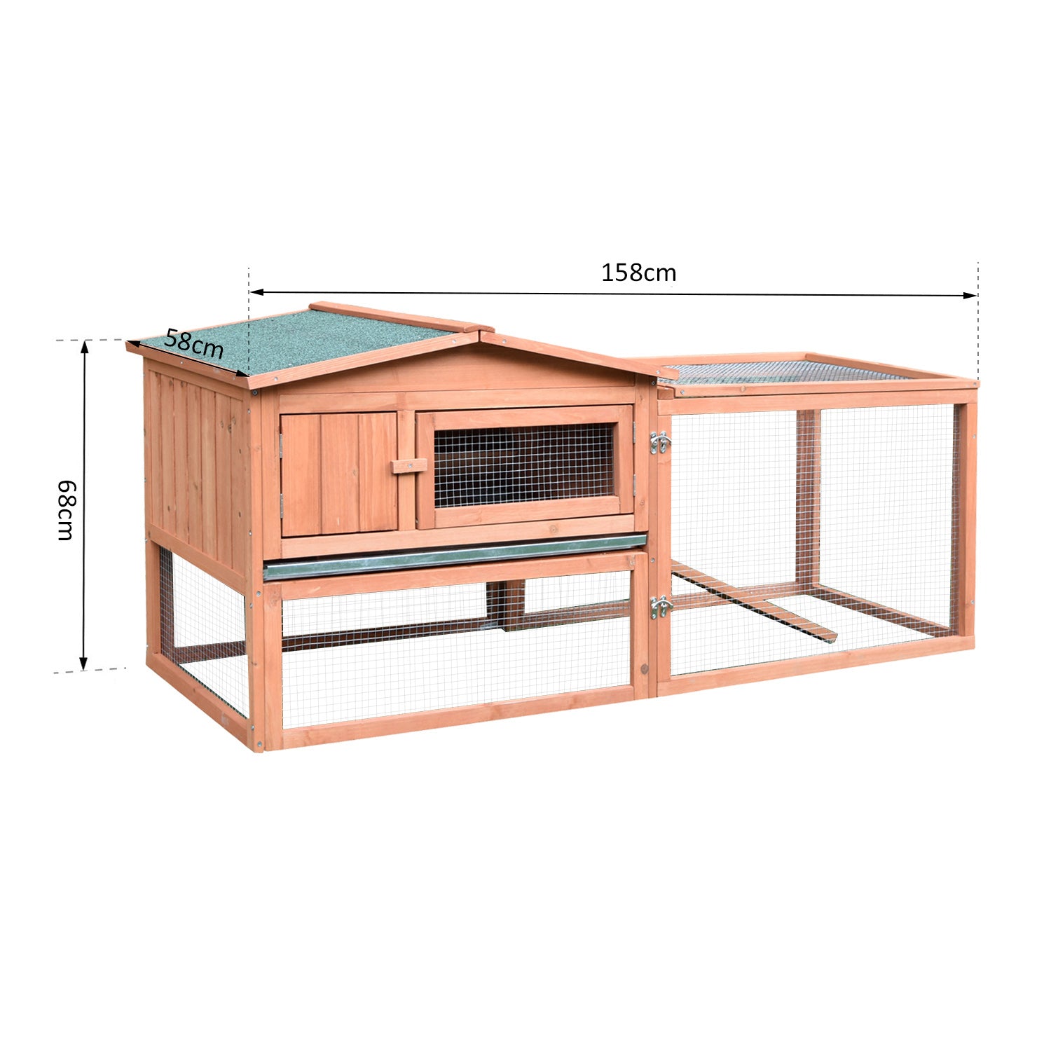 2 Floor Wooden Rabbit Hutch Bunny Cage House Chicken Coop Outdoor Garden Backyard 158 x 58 x 68 cm - Bedzy UK modern and affordable home furniture England