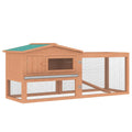 2 Floor Wooden Rabbit Hutch with Run 158x58x68 cm for Outdoor Garden Backyard - Natural