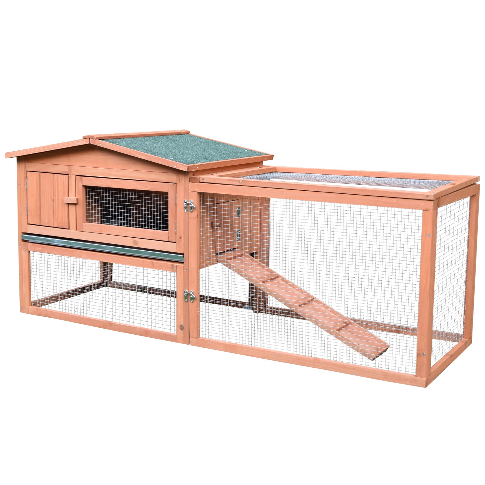 2 Floor Wooden Rabbit Hutch Bunny Cage House Chicken Coop Outdoor Garden Backyard 158 x 58 x 68 cm - Bedzy UK modern and affordable home furniture England