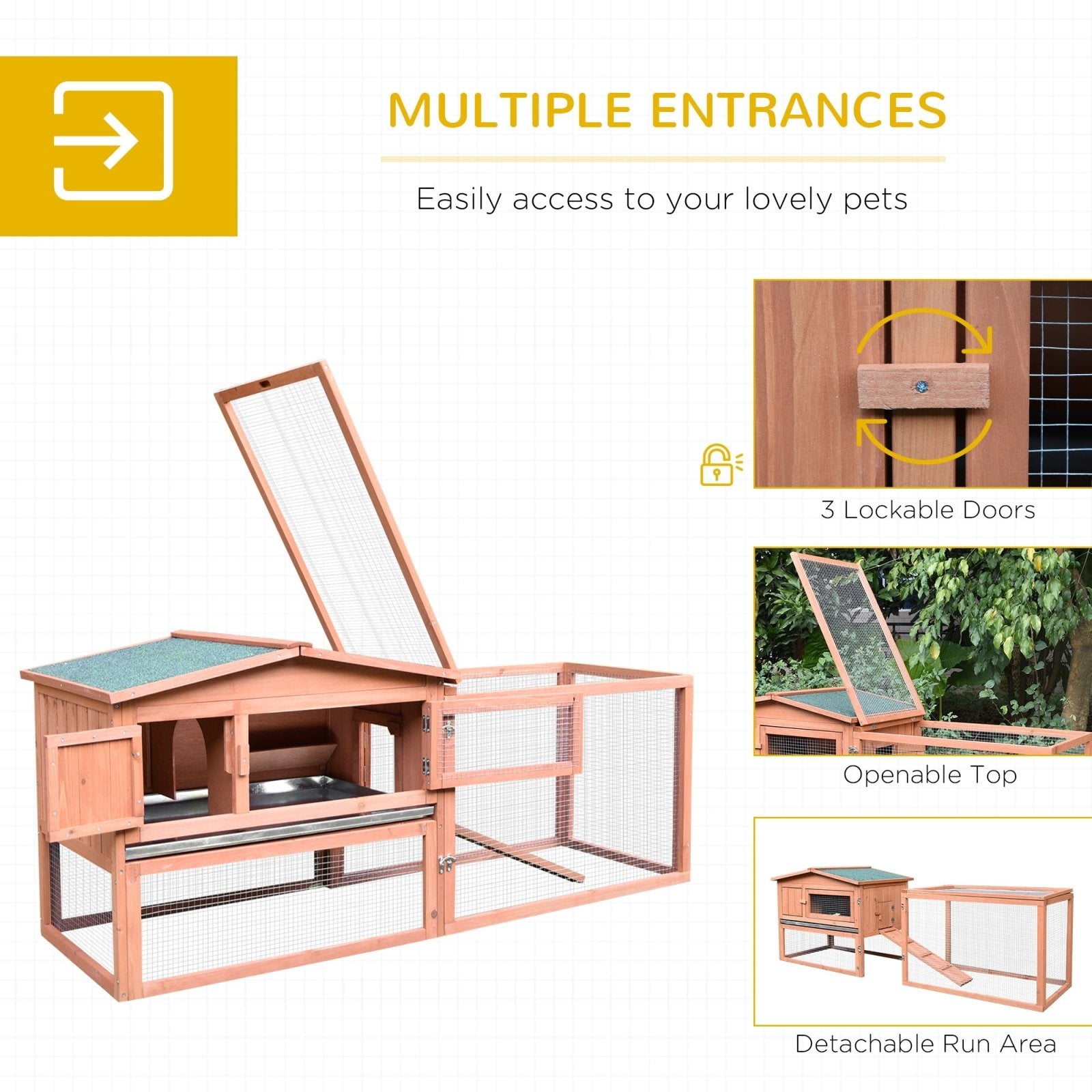 2 Floor Wooden Rabbit Hutch Bunny Cage House Chicken Coop Outdoor Garden Backyard 158 x 58 x 68 cm - Bedzy UK modern and affordable home furniture England