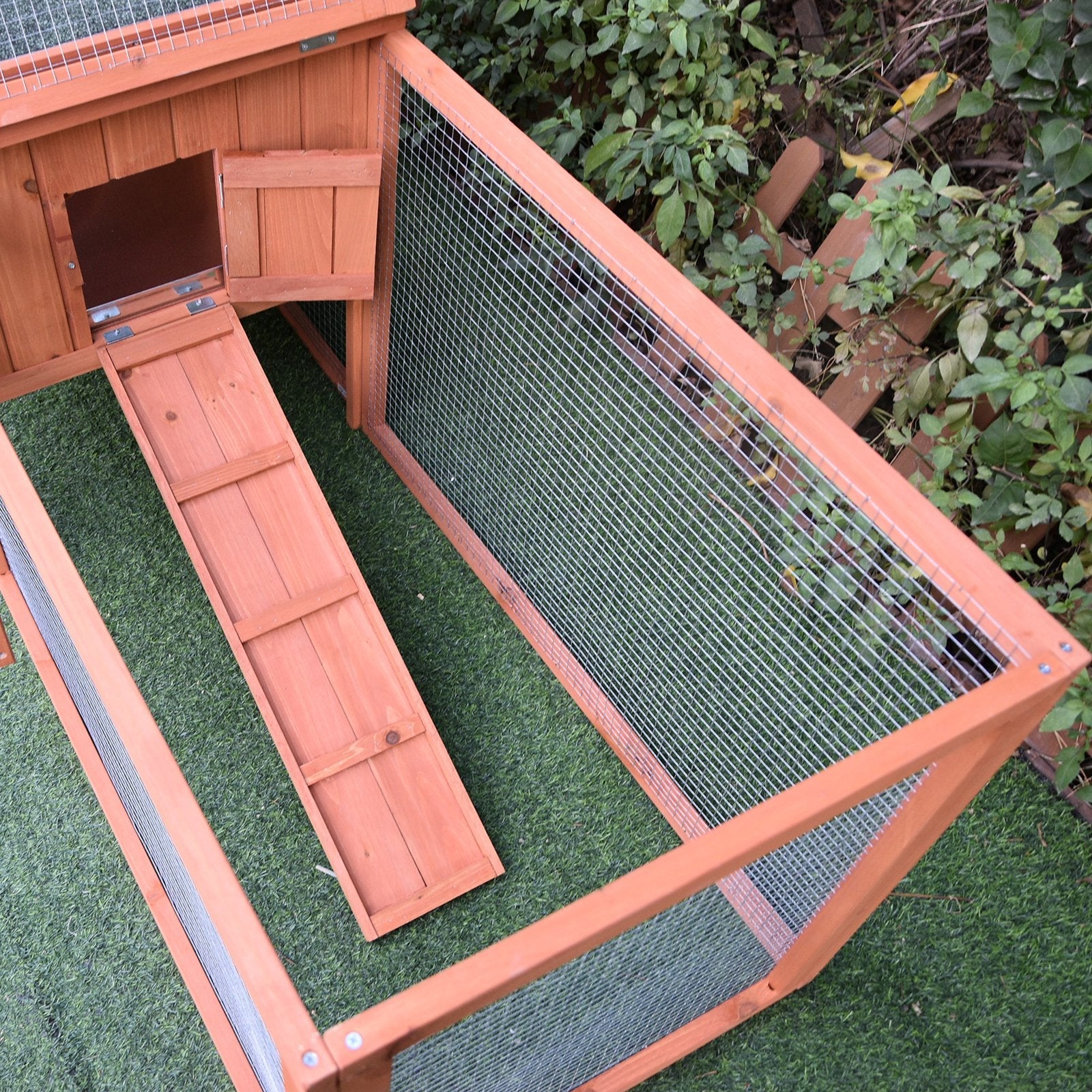 2 Floor Wooden Rabbit Hutch Bunny Cage House Chicken Coop Outdoor Garden Backyard 158 x 58 x 68 cm - Bedzy UK modern and affordable home furniture England