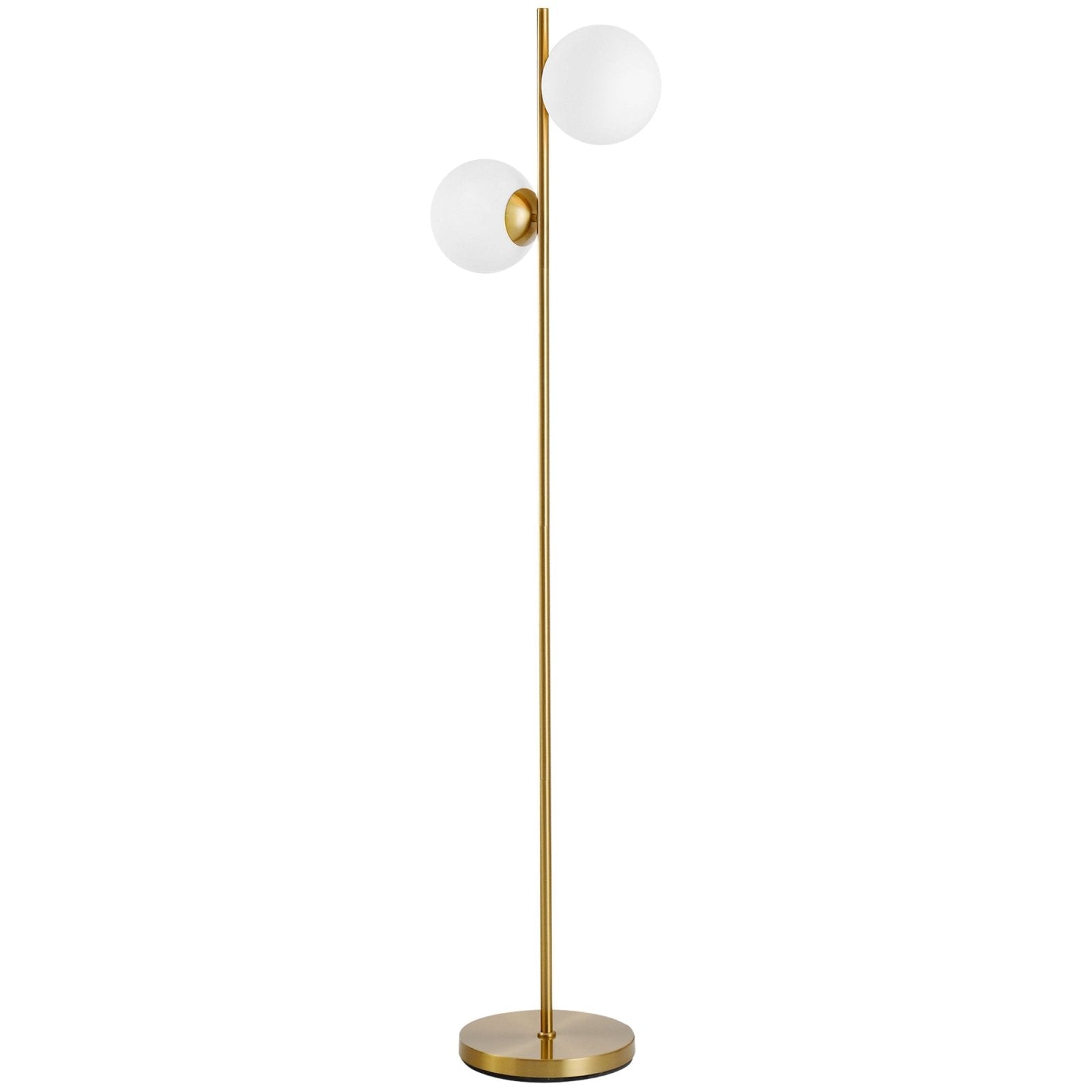 2 Glass Shade Floor Lamp Metal Pole Cool Modern Decorative w/ Floor Switch Home Office Furnishing Gold - Bedzy UK modern and affordable home furniture England