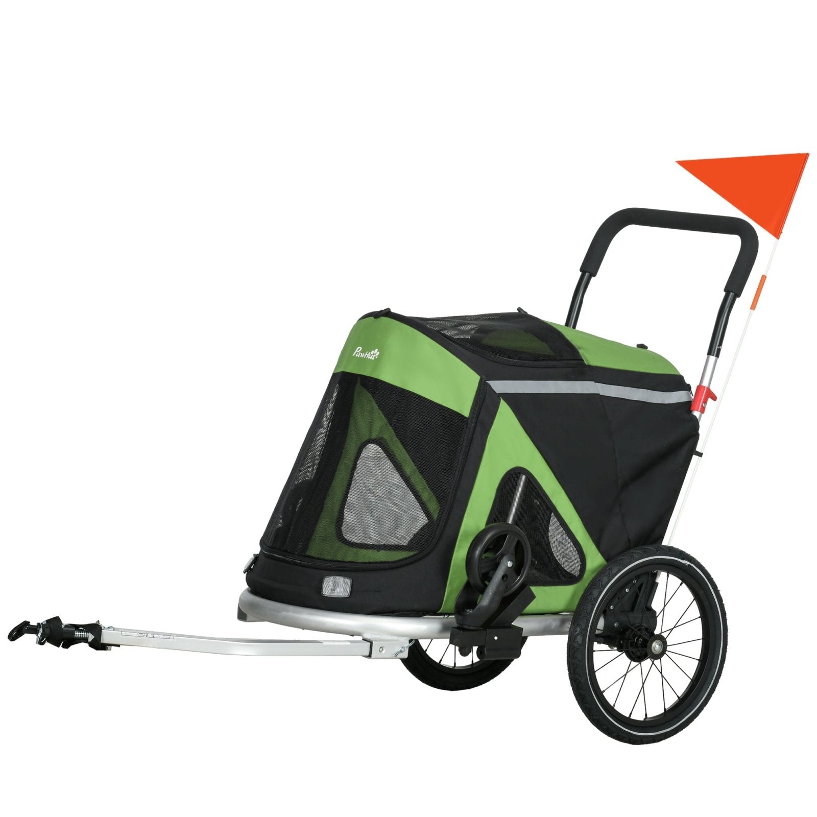 2 in 1 Aluminium Foldable Dog Bike Trailer, Pet Stroller, for Medium Dogs - Green - Bedzy UK modern and affordable home furniture England