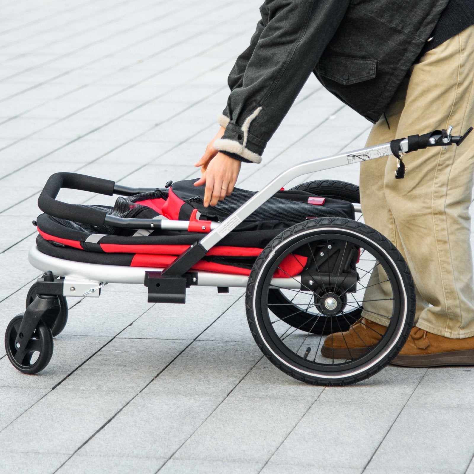 2 in 1 Aluminium Foldable Dog Bike Trailer, Pet Stroller, for Medium Dogs - Red - Bedzy UK modern and affordable home furniture England