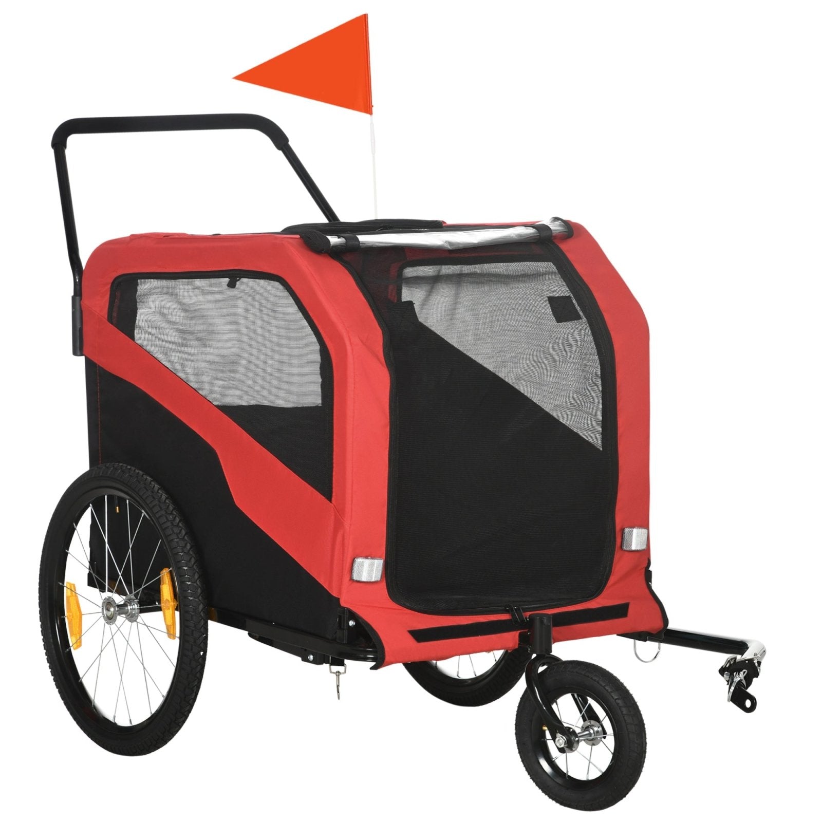 2 in 1 Dog Bike Trailer Pet Stroller for Large Dogs with Hitch, Quick - release 20" Wheels, Pet Bicycle Cart Trolley Carrier for Travel, Red - Bedzy UK modern and affordable home furniture England