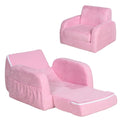 2 in 1 Kids Armchair Sofa Bed with Wooden Frame - Pink