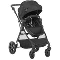 2 in 1 Lightweight Foldable Baby Pushchair with Reversible Seat and Fully Reclining 5-Point Harness - Black