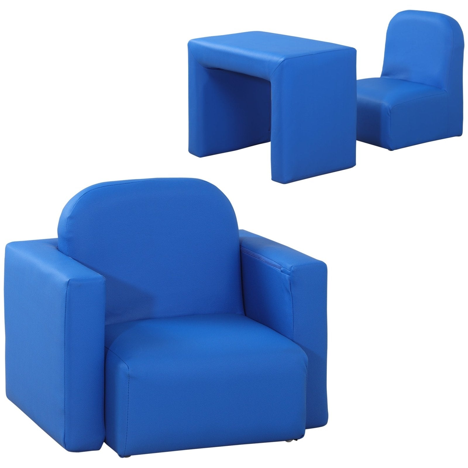 2 In 1 Toddler Sofa Chair, 48 x 44 x 41 cm, for Game Relax Playroom, Blue - Bedzy UK modern and affordable home furniture England