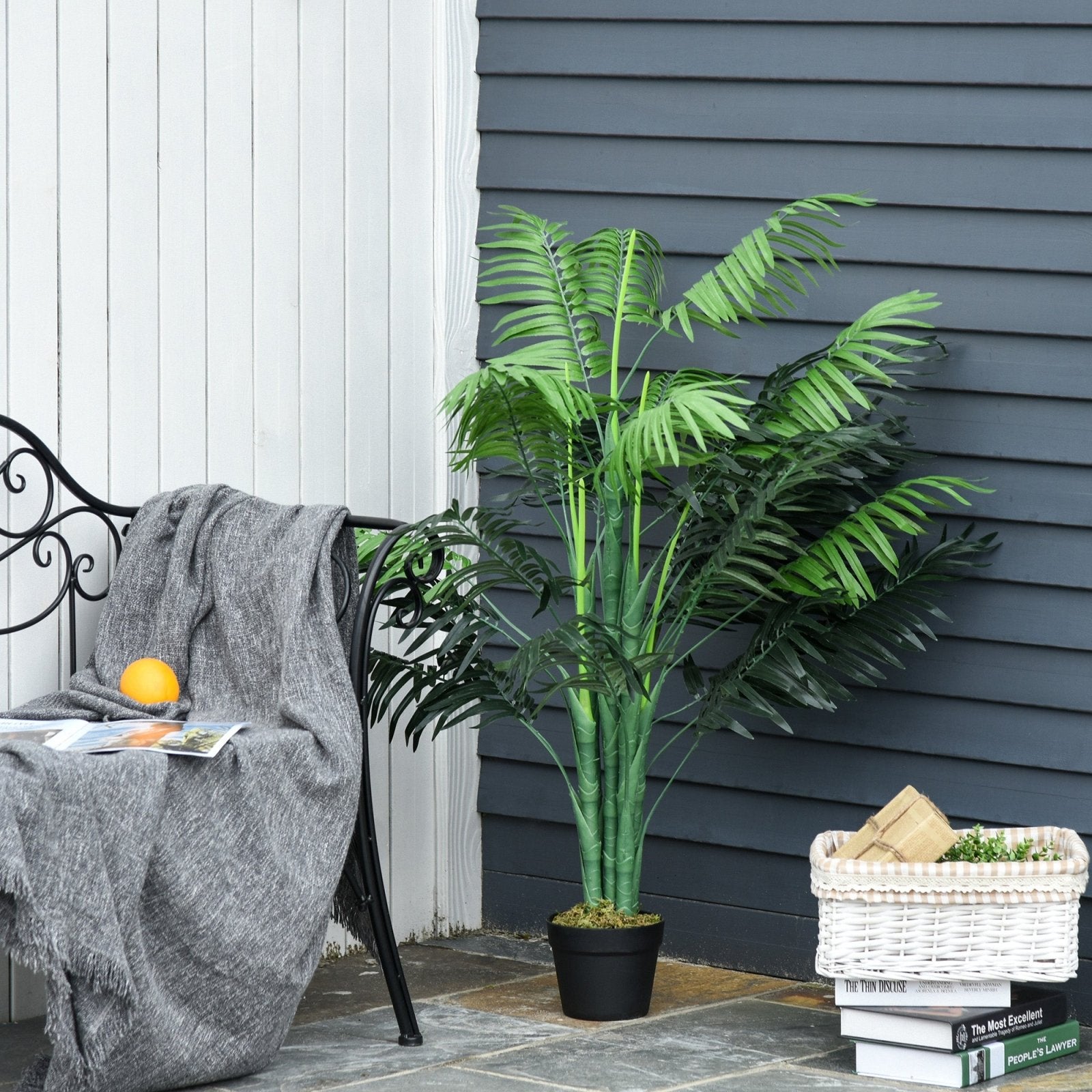 2 Pack Artificial Plant Palm Tree in Pot, Fake Plants for Home Indoor Outdoor Decor, 125cm, Green - Bedzy UK modern and affordable home furniture England