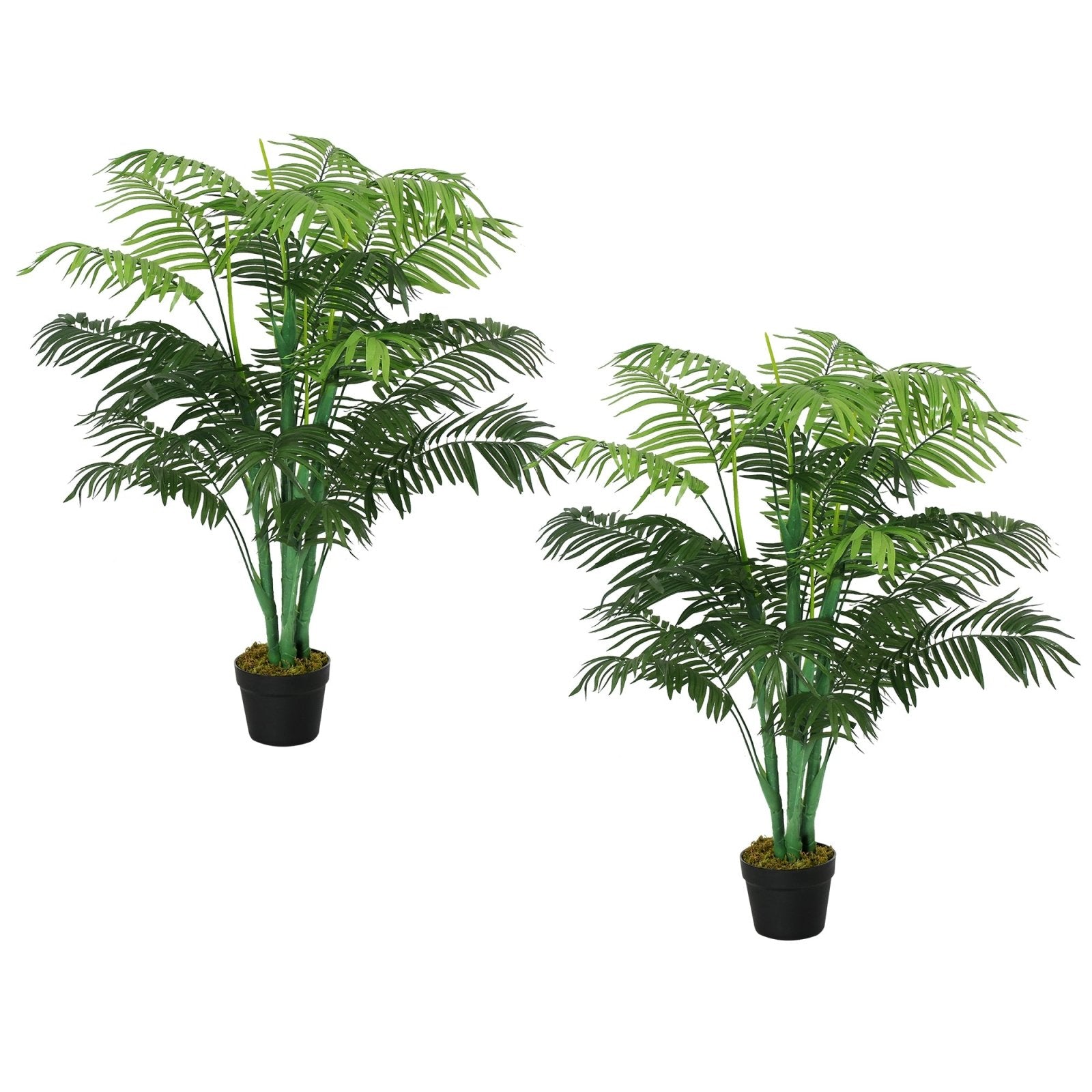 2 Pack Artificial Plant Palm Tree in Pot, Fake Plants for Home Indoor Outdoor Decor, 125cm, Green - Bedzy UK modern and affordable home furniture England