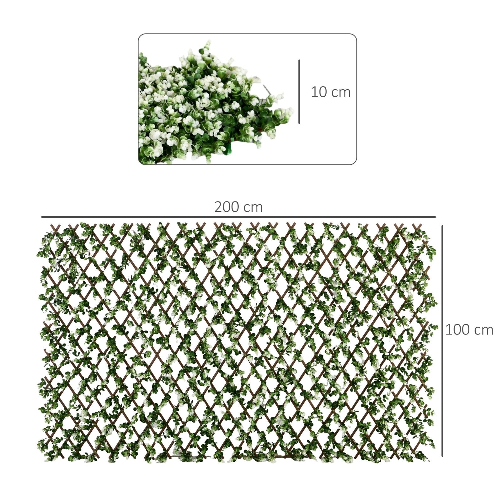 2 Pcs Expandable Faux Privacy Fence, 2 x 1m Decorative Trellis w/ Artificial Leaves, Garden Telescopic Hedge Privacy Screen Greenery Walls - Bedzy UK modern and affordable home furniture England