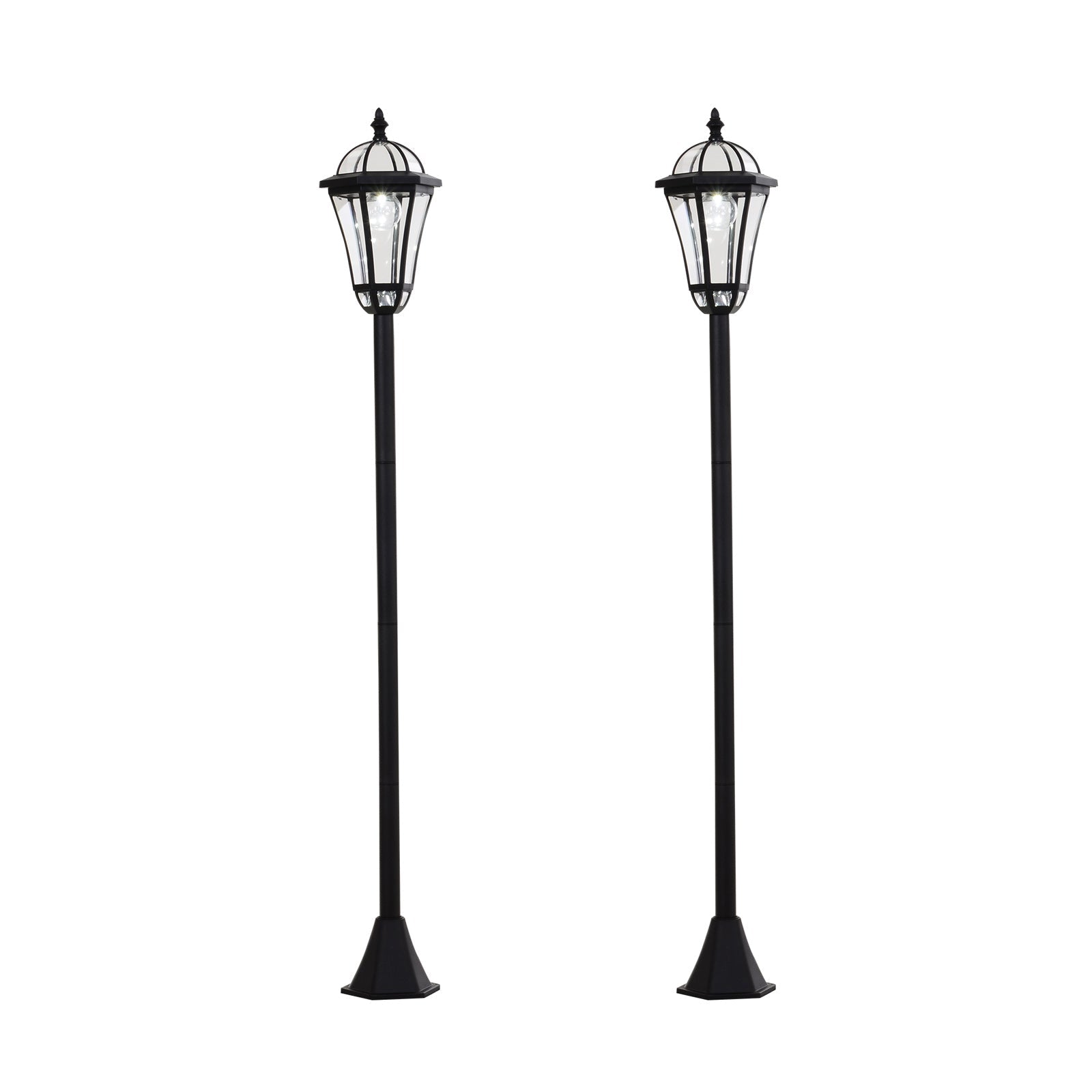 2 PCS LED Garden Lights Lamp Post Solar Powered Lantern Patio Pathway Walkway Outdoor Water - Resist Auto Switch 6 - 8 Hours Black - Bedzy UK modern and affordable home furniture England