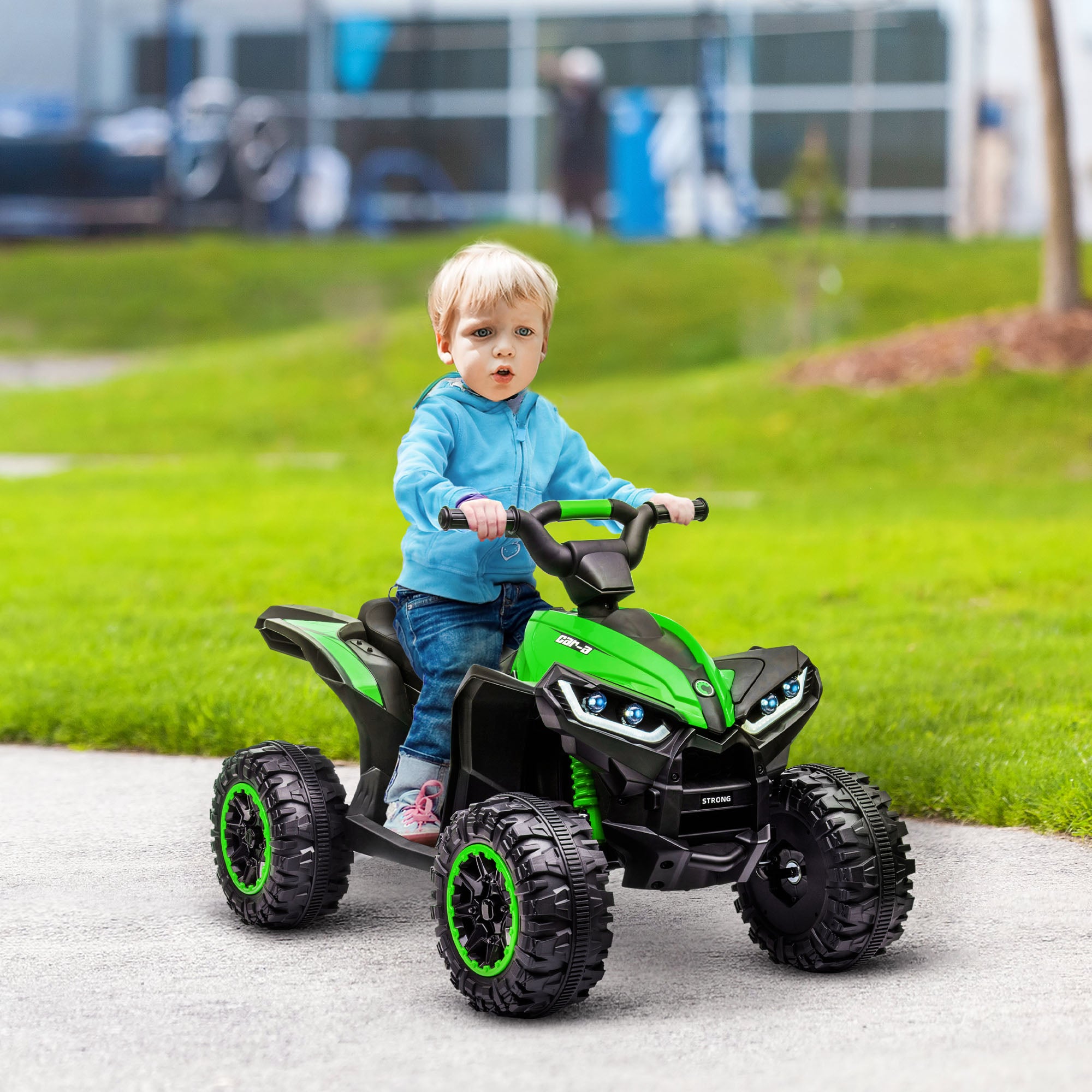 12V Ride-On Quad Bike w/ Music, Horn, for Ages 3-5 Years - Green