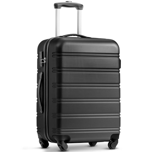 28" 4-Wheel ABS Hard Shell Travel Trolley Suitcase with Telescoping Handle, Luggage with Combination Lock, 52L × 32W × 78H cm, Black