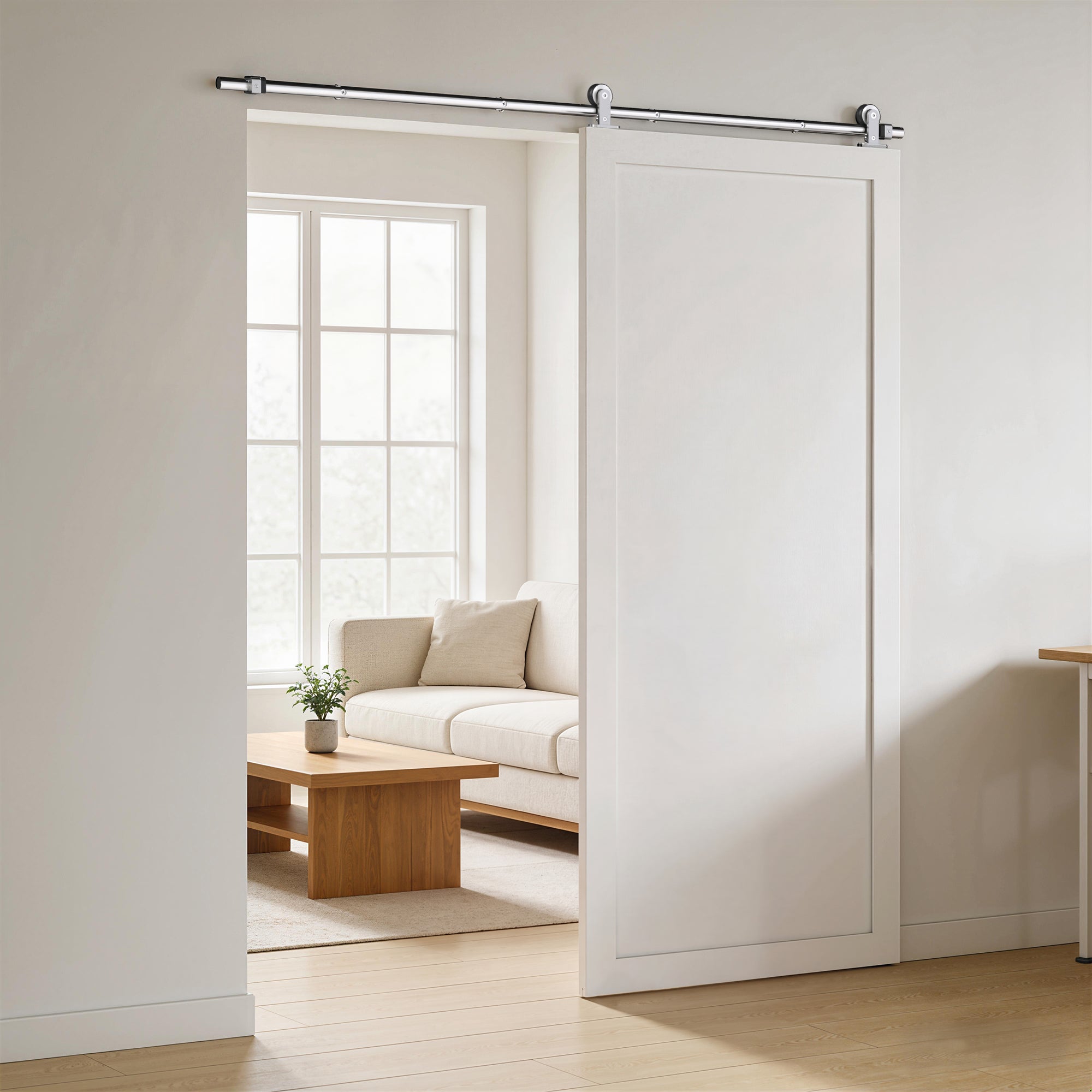 Sliding Door Hardware Kit Smooth Quiet 304 Stainless Steel for 180cm Track Sliver Tone