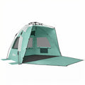 2-3 Person Pop Up Beach Tent, UPF15+ Sun Shelter with Extended Floor, Sandbags, Mesh Windows and Carry Bag, Green