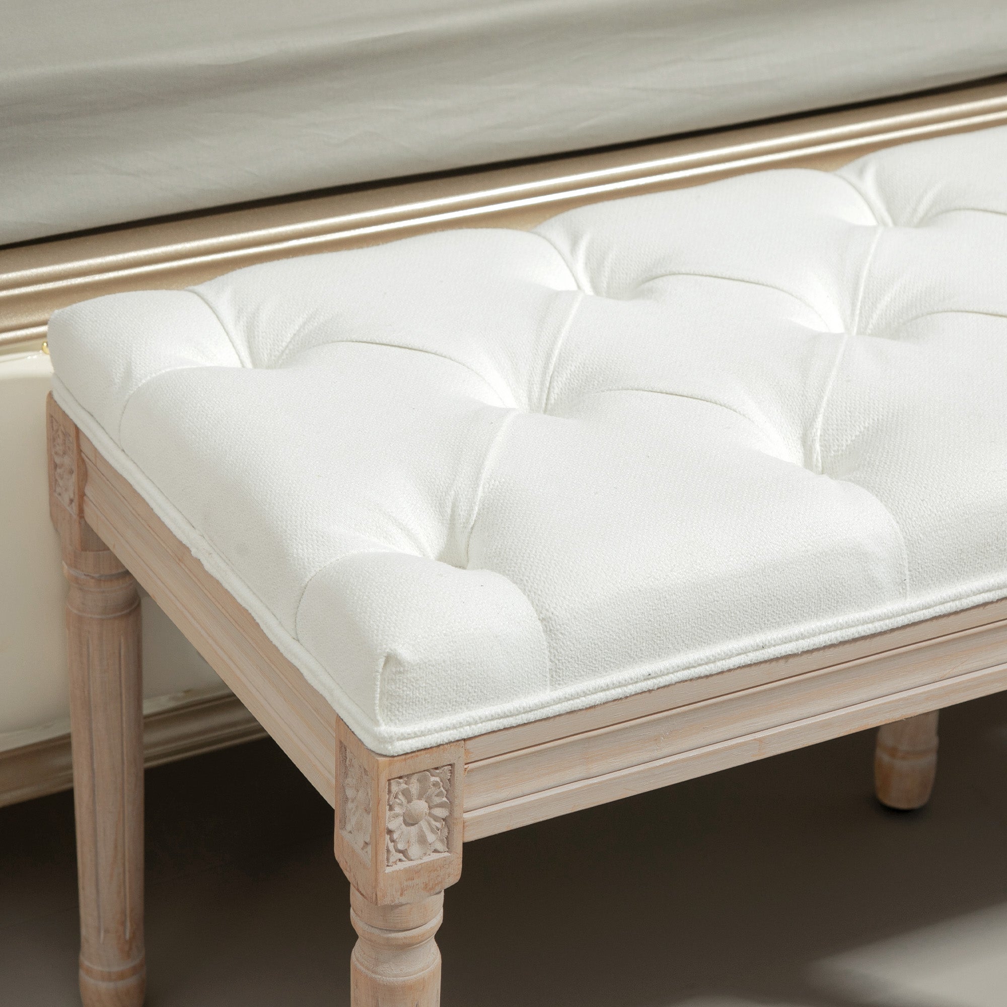 Vintage French Look Bed End Bench - Cream White