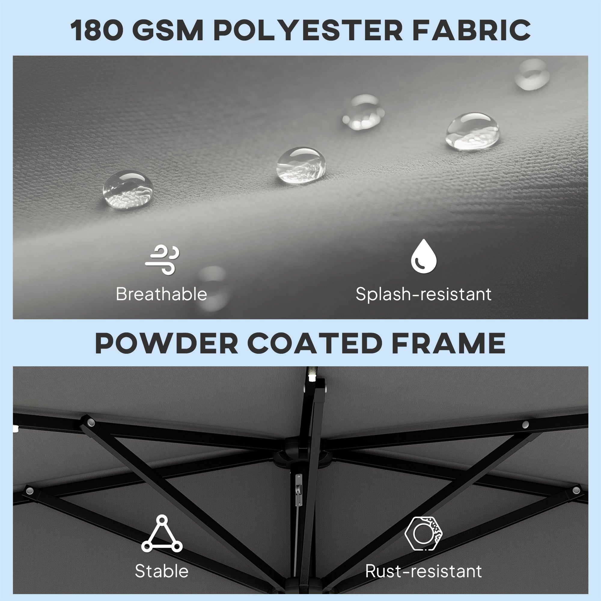 2.6 m Half Garden Parasol with Solar LED Lights, UPF50+ Semi Round Umbrella with 30° Tilt, Crank Handle, Dark Grey
