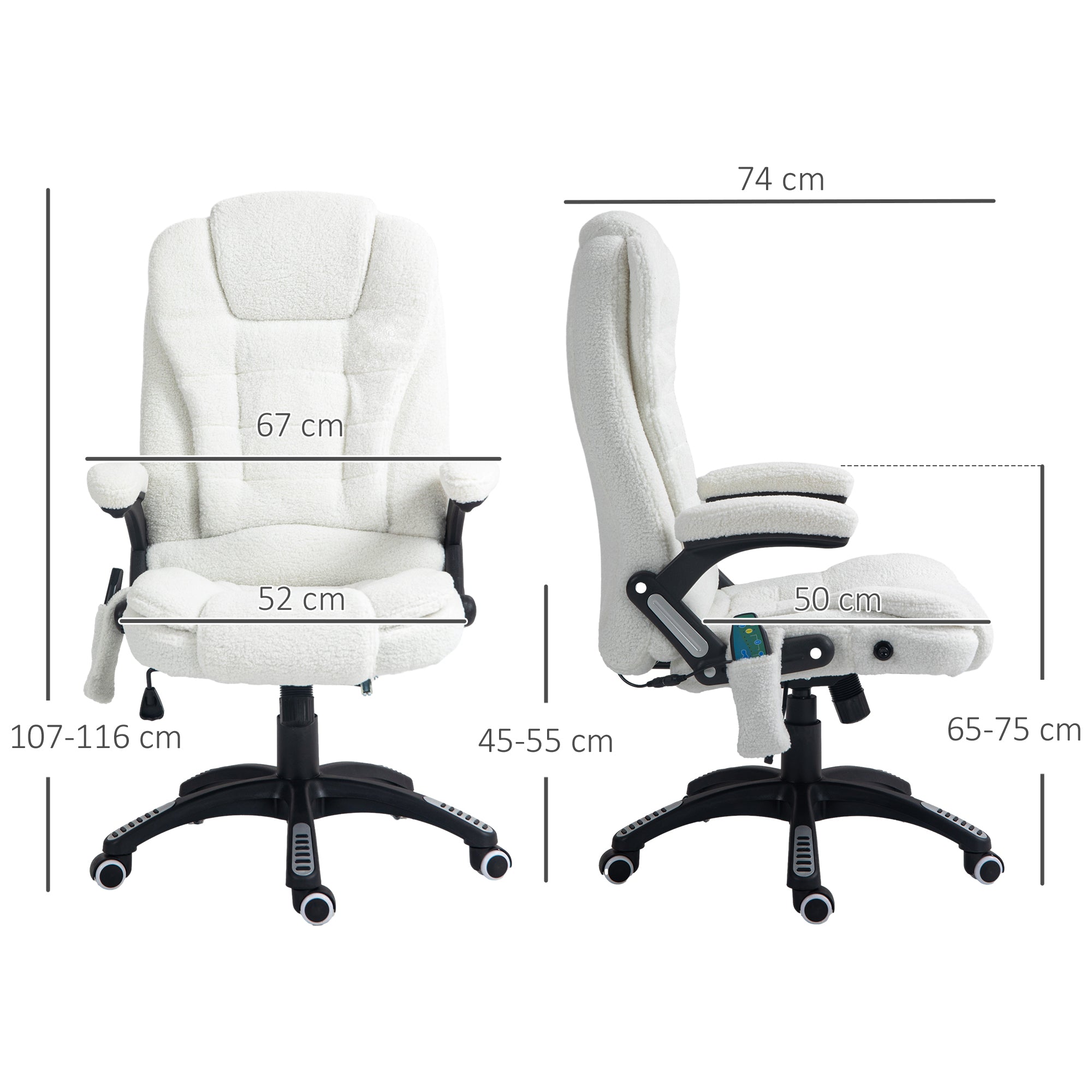 Boucle Six-Point Massage Office Chair - White