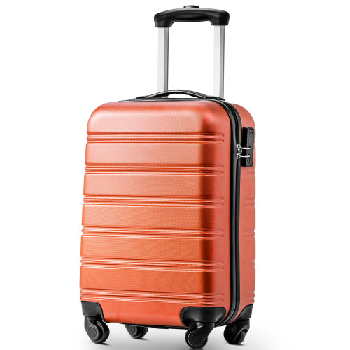 20/24/28 Inch Set of 3 ABS Hard Shell 4-Wheel Travel Luggage with Silent Wheels, Secure Combination Lock, Trolley Suitcase Set, Orange