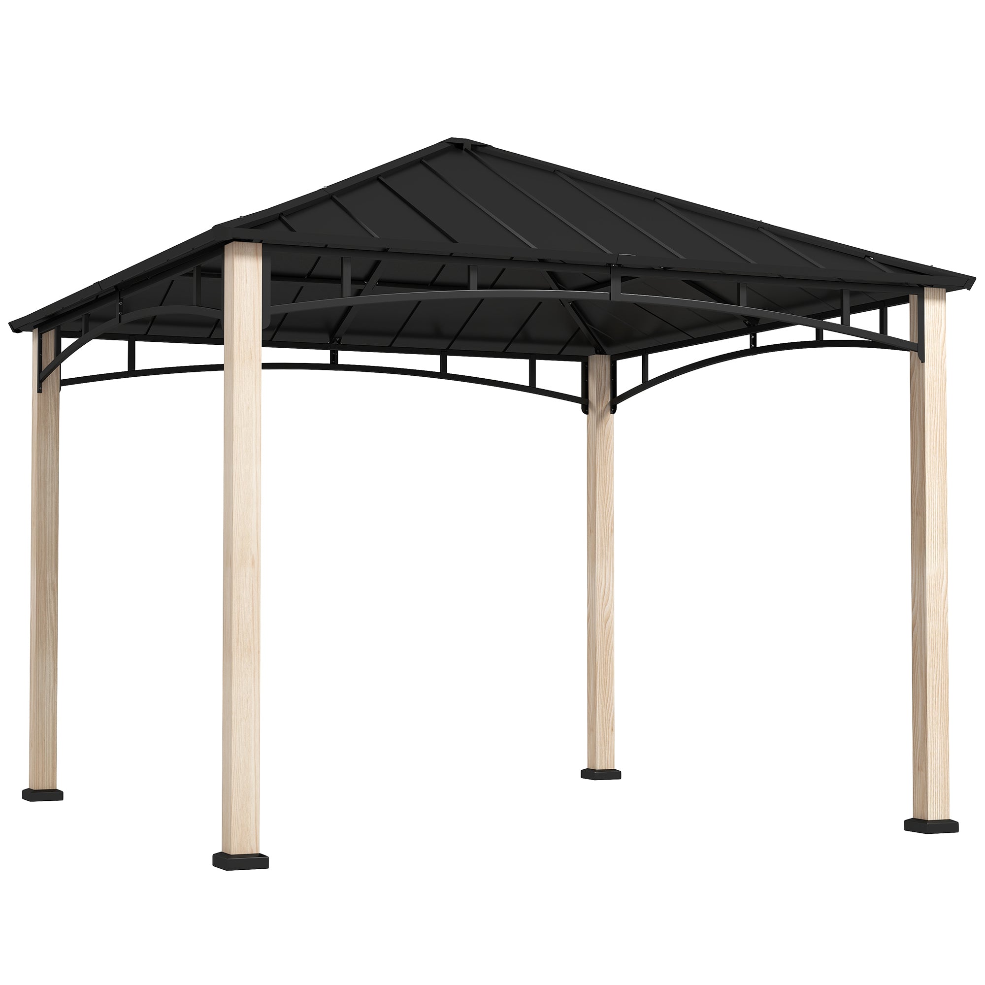 3 x 3 Metre Metal Gazebo with Galvanised Roof - Black Wood Effect
