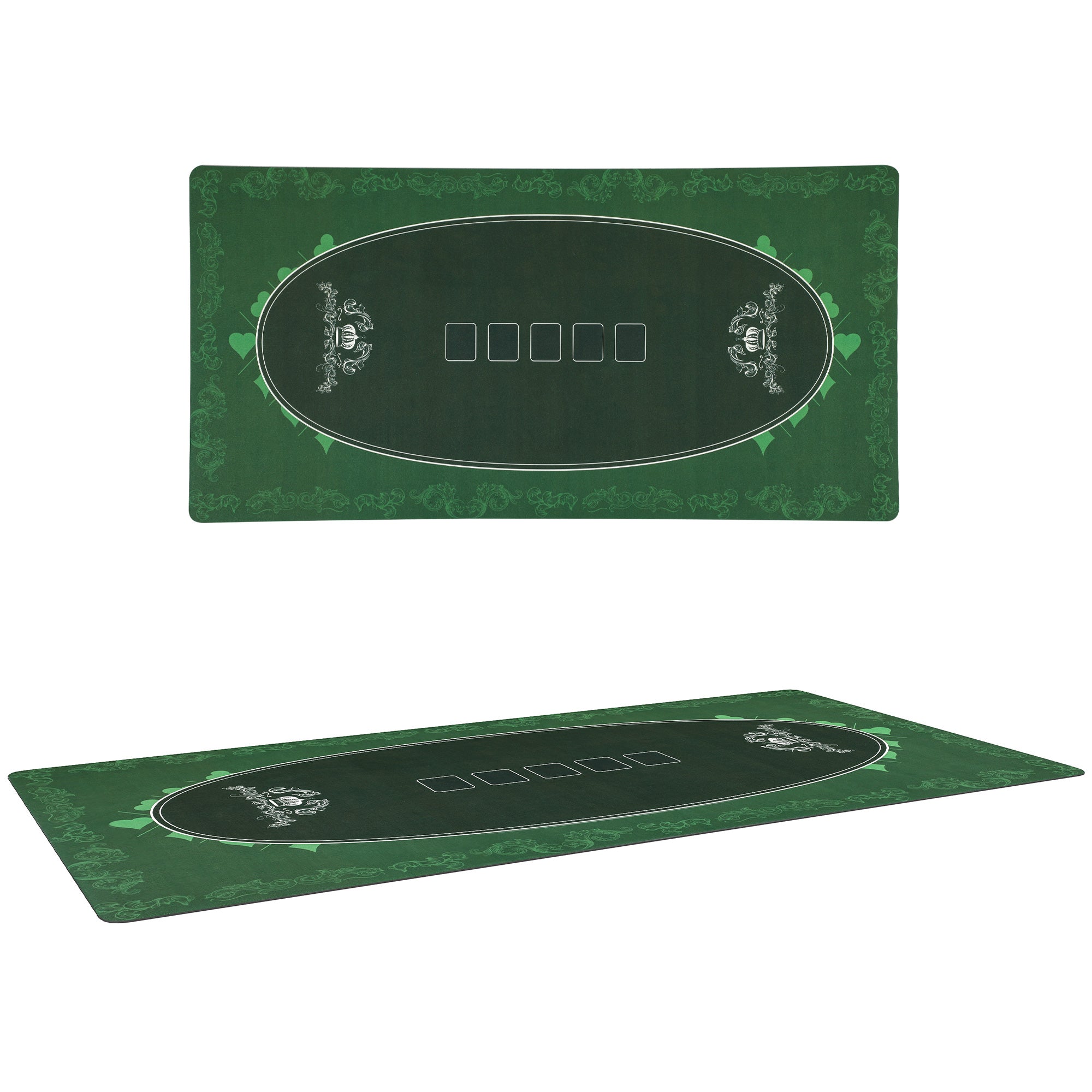 120 x 60 cm Professional Texas Hold'em Poker Mat 6 Player Water-Resistant Poker Table Top Rubber Poker Table Mat with Felt Surface Carry Bag, Green