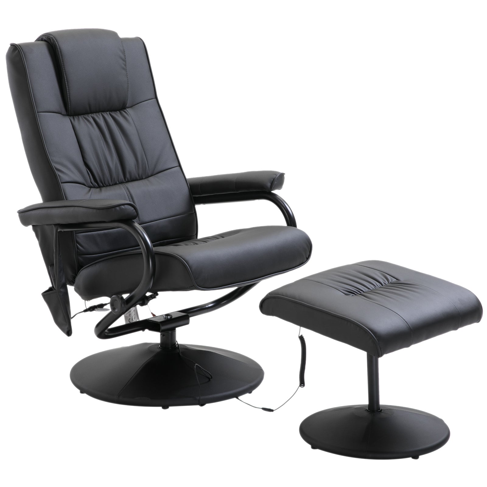 Deluxe Faux Leather Massage Recliner Chair Easy Sofa Armchair Beauty Couch Bed with Foot Stool Black