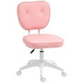 Vanity Adjustable Height PU Leather Office Chair with Swivel Wheels - Pink