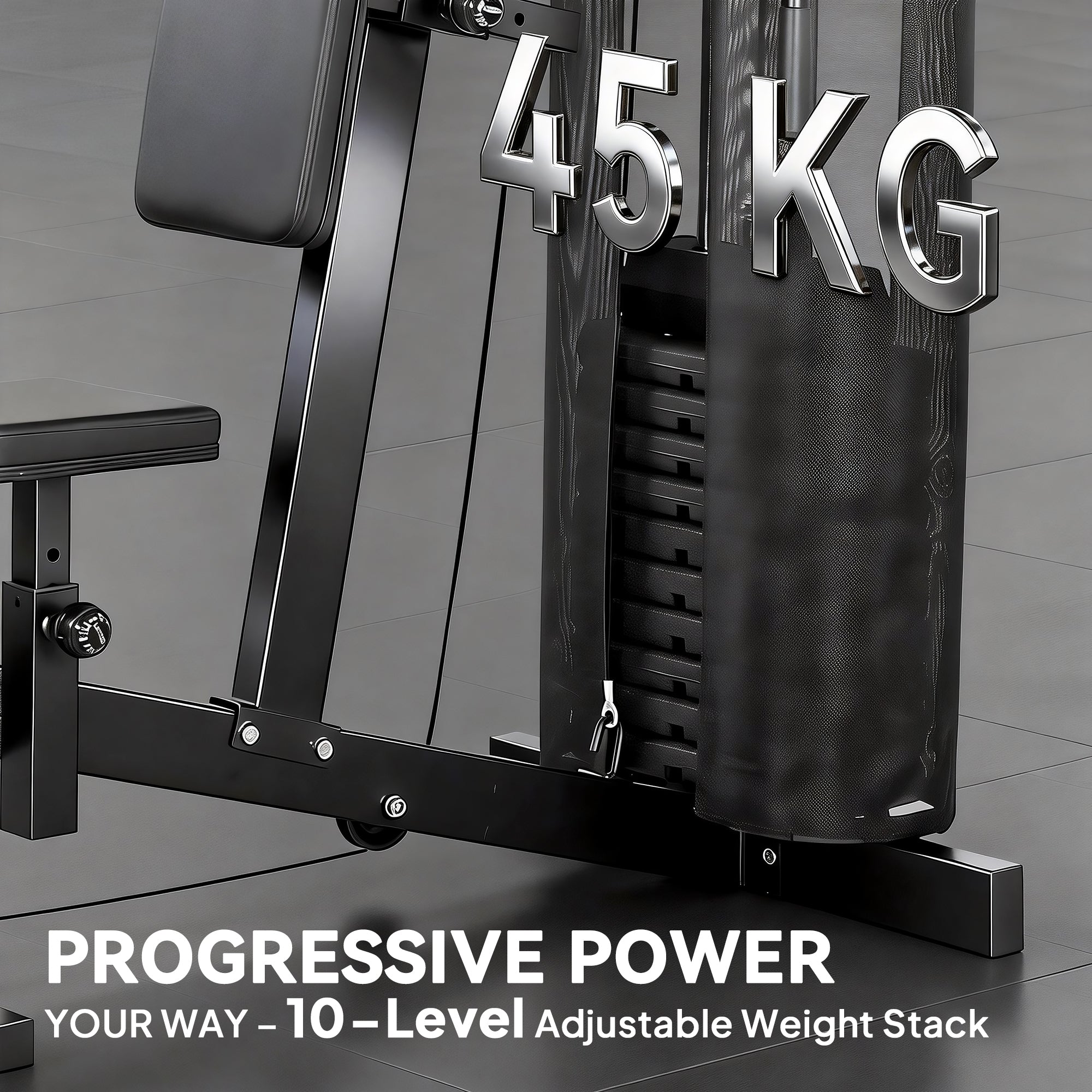 Multi Gym with Adjustable Seat and Back, All in One Home Gym Machine with 45kg Weight Stack for Full Body Strength Training