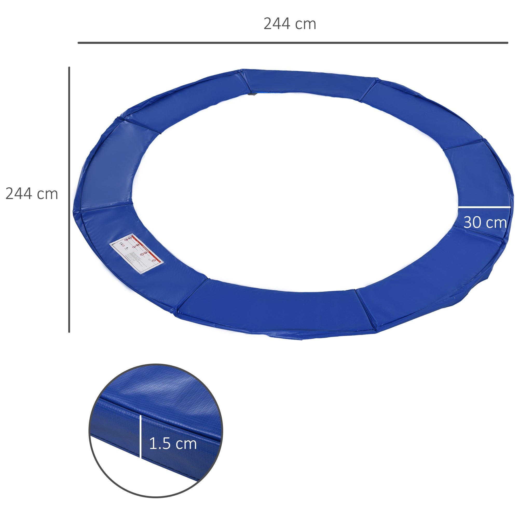 244cm 8ft Replacement Trampoline Safety Pad with Padding - Blue
