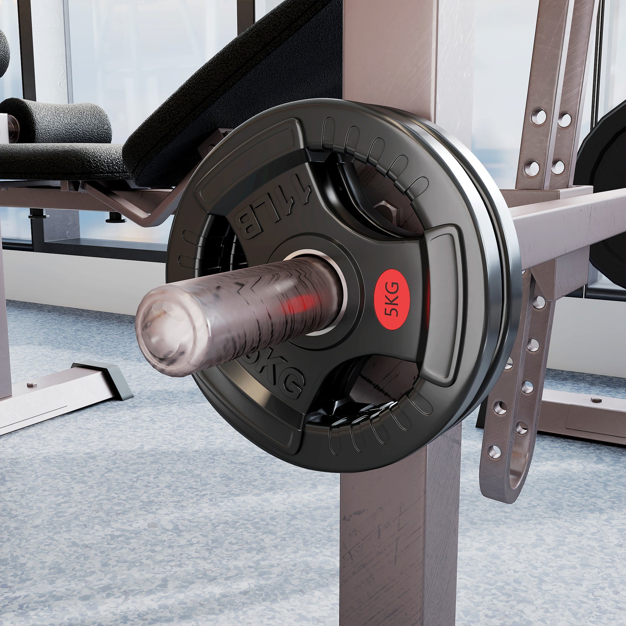 Olympic Weight Plates, 2"/5cm Weight Disc Pair with Tri-Grips, 2 x 5kg Dumbbell Plates for Weightlifting and Strength Training Home Gym Fitness Workout, Black