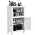 Modern Multi-Storage Bathroom Cabinet with Shelves and Cupboard - White