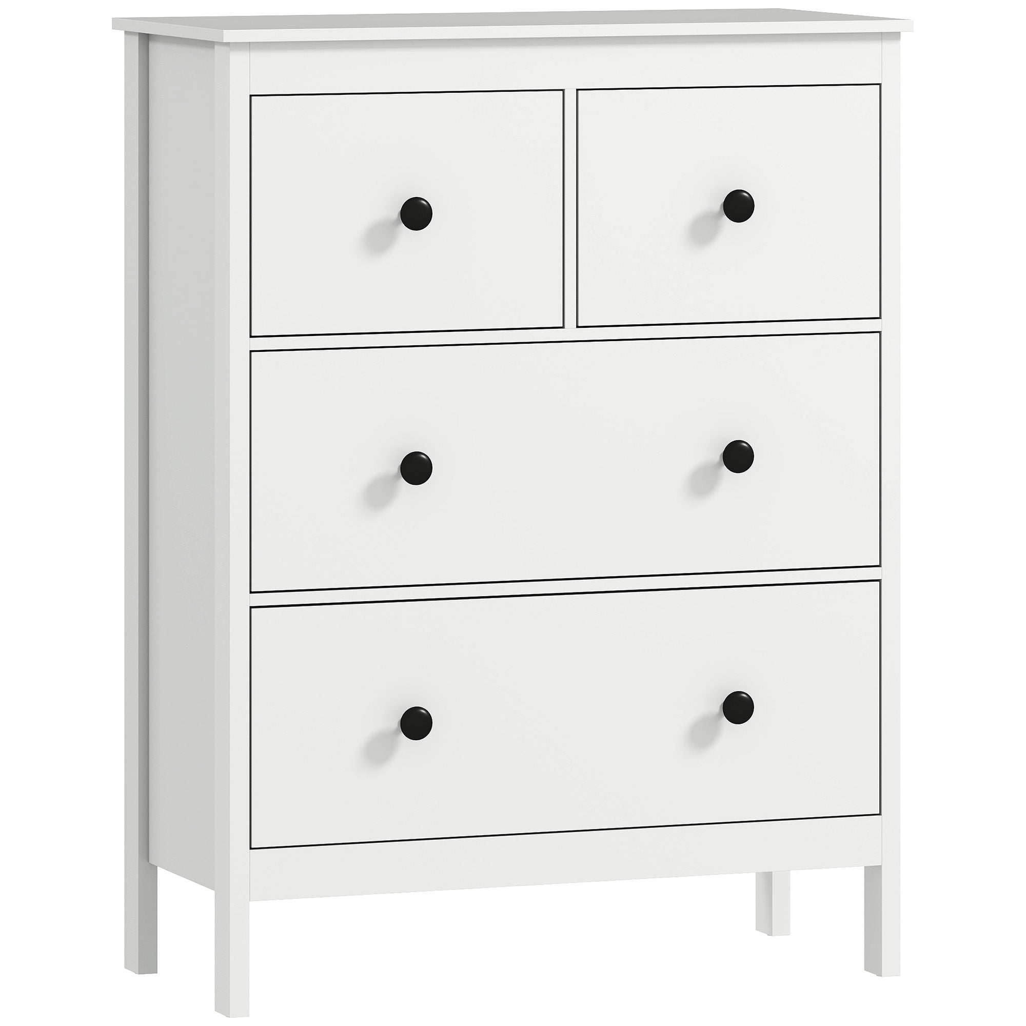 Modern Chest of Drawers, 4 Drawer Dresser Clothes Storage Organiser for Living Room, Hallway, Entryway, White