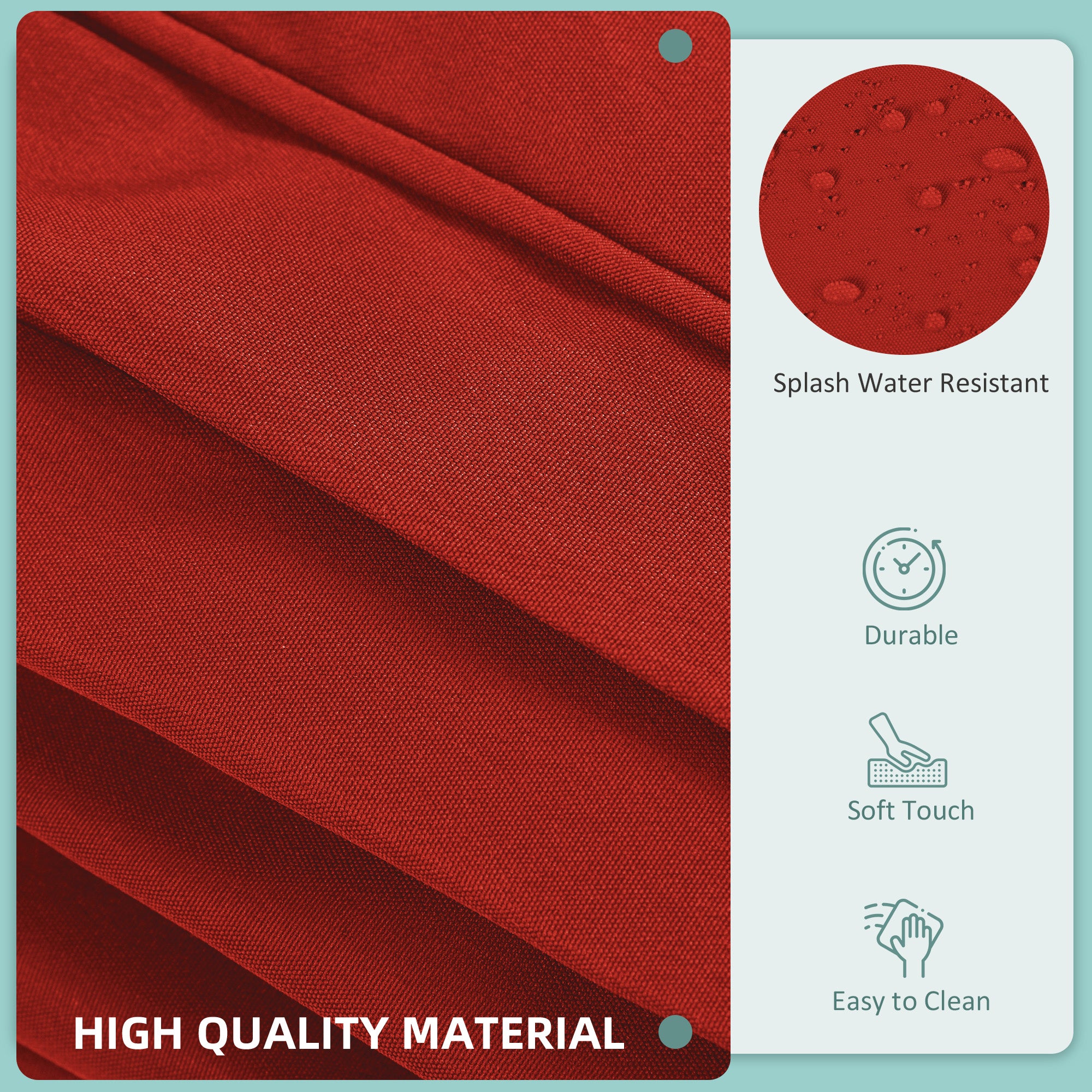 Set of 14 Durable Polyester Outdoor Cushion Covers with Zips - Red