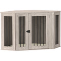 2 in 1 Dog Crate Furniture Side Table with Cushion 122x61x71cm - Walnut Brown