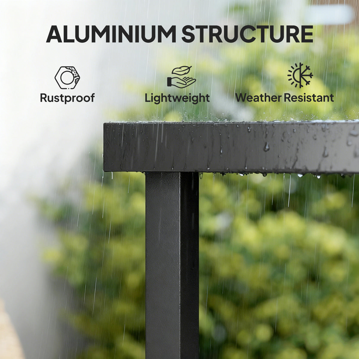 Aluminium Outdoor Garden Dining Table for 8 People, Faux Wood Top, for Garden, Patio, 190 x 90 x 74cm, Brown