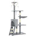Multi-Level Cat Tower, 134cm Cat Tree with Condo and Sisal Scratching Posts for Indoor Kittens, Grey