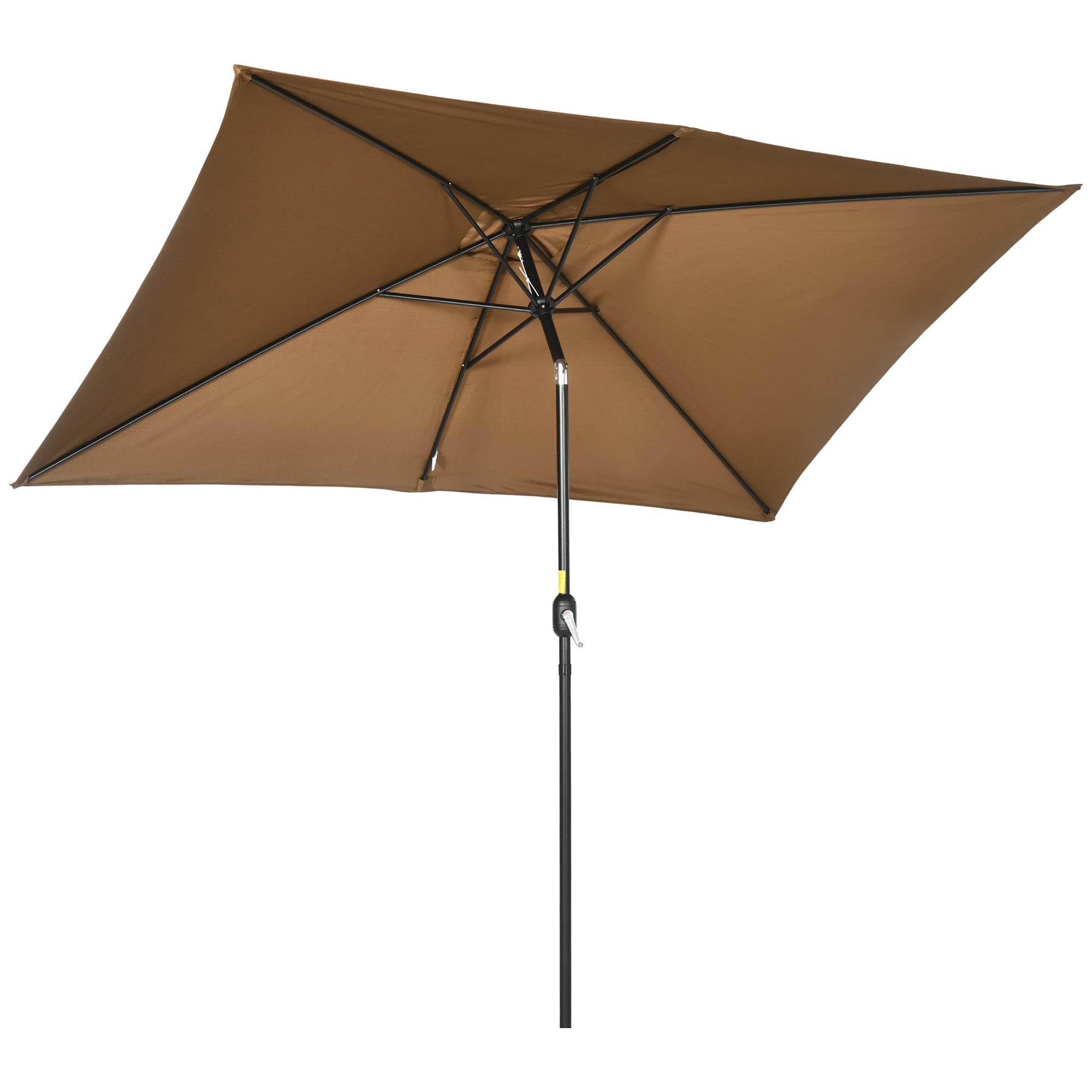 3x2m Garden Parasol Umbrella Outdoor Sun Shade Canopy with Tilt and Crank, Aluminium Frame Rectangular, Brown