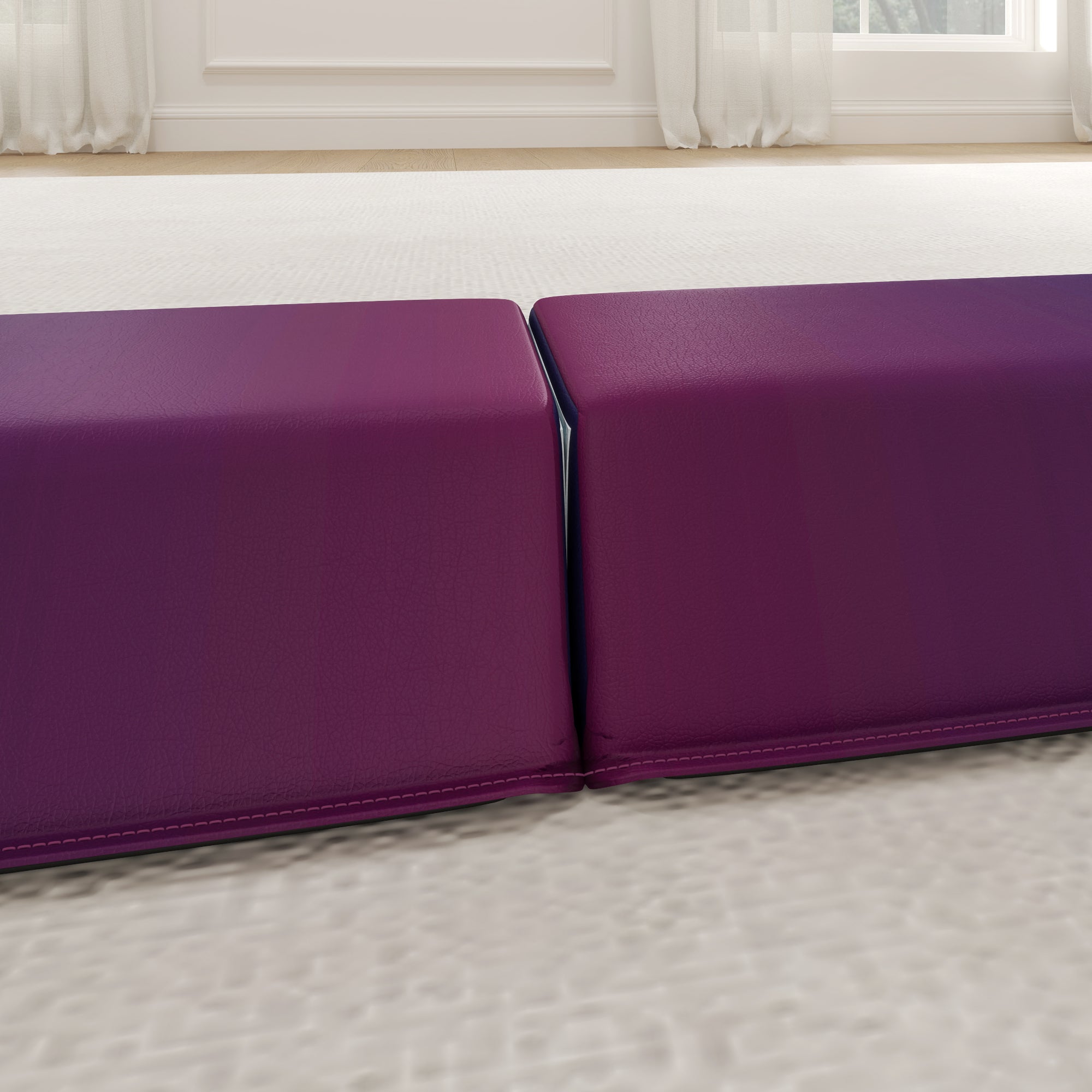 7.7ft Folding Gymnastics Beam, Floor Balance Beam for Kids with Anti-Slip Base, Gymnastics Equipment for Home, Blue