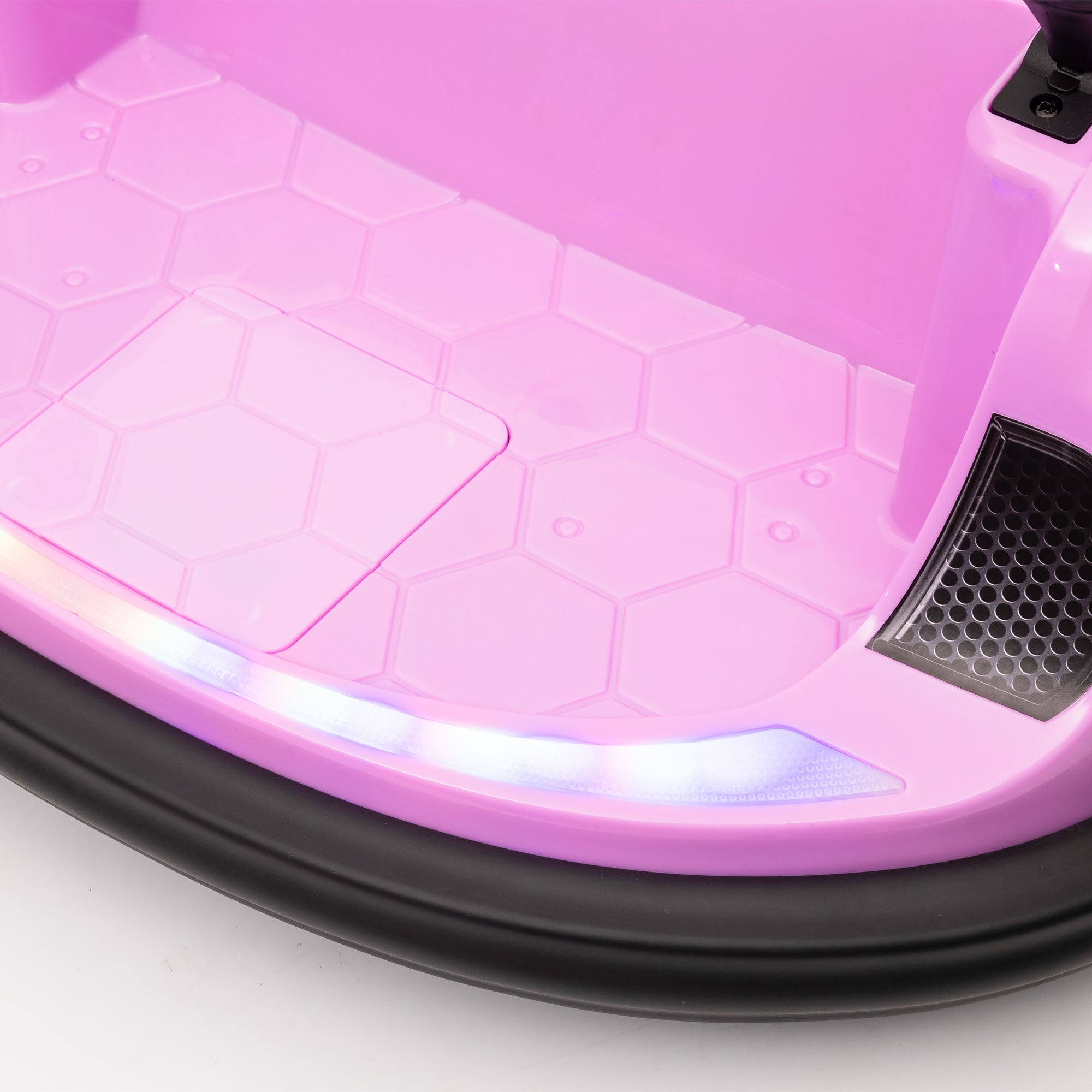 360° Rotation Kids Bumper Car, 12V Waltzer Car with Remote Control, Dual Joysticks, Music Lights - Pink