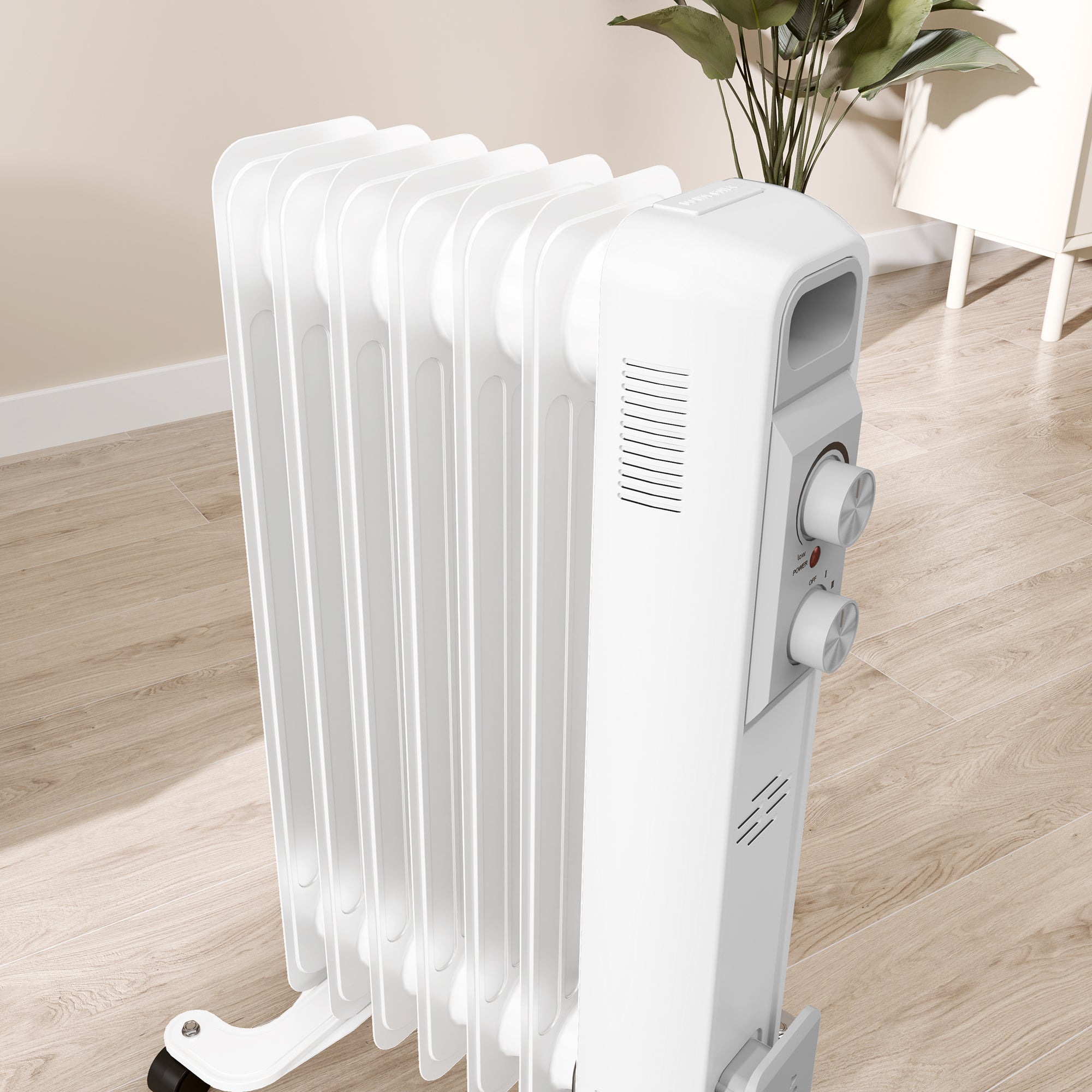 1.5kW Nine Fin Oil-Filled Radiator - White