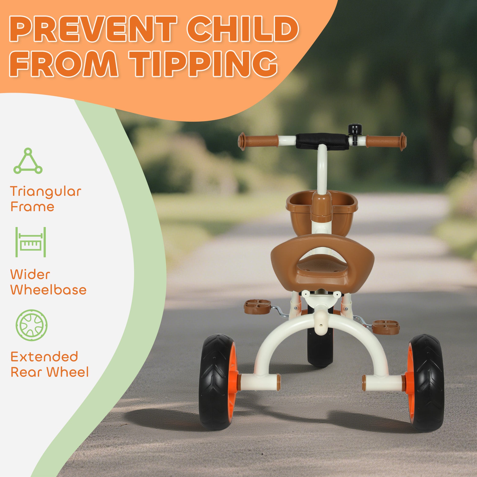 Kids Trike, Toddler Tricycle with Front Basket and EVA Wheels for Ages 2-5 Years, Indoor Outdoor for Boys Girls, Orange